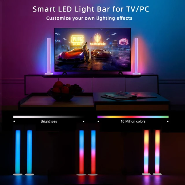 Alt view image 12 of 14 - Smart LED Light Bar, TV Backlight Ambient Lighting, Compatible with Alexa, RGB Light Bar for Room with 16 Million Colors, Music Sync Gaming Lights APP Control, Desk Lamp LED Lights for TV, PC, Party