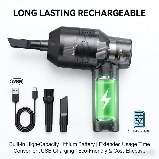 Alt view image 11 of 12 - NEW Cordless Mini Vacuum Cleaner,Portable Computer Vacuum for Car Laptop Sewing Machine Keyboard Vac USB Desk Crumbs Hairs Dust Cleaners