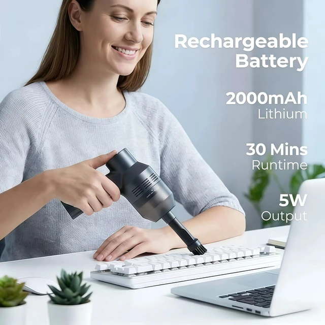 Alt view image 8 of 12 - NEW Cordless Mini Vacuum Cleaner,Portable Computer Vacuum for Car Laptop Sewing Machine Keyboard Vac USB Desk Crumbs Hairs Dust Cleaners