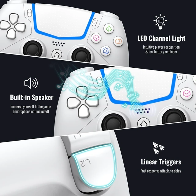 Alt view image 12 of 14 - Wireless Controller for PS-5/Pro/Slim/PC with Hall Joysticks (White)