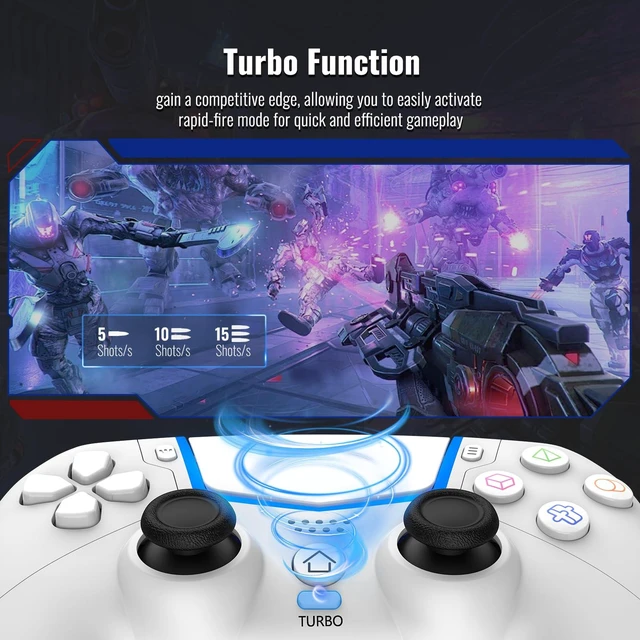 Alt view image 11 of 14 - Wireless Controller for PS-5/Pro/Slim/PC with Hall Joysticks (White)