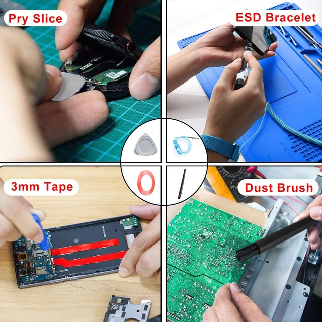 Alt view image 13 of 14 - Precision Screwdriver Set, Electronics Repair Tool Kit with Anti Static Mat, ESD Wristband,Fast Home Multi-types Drivers for Phone, Computer, Laptop (Black)
