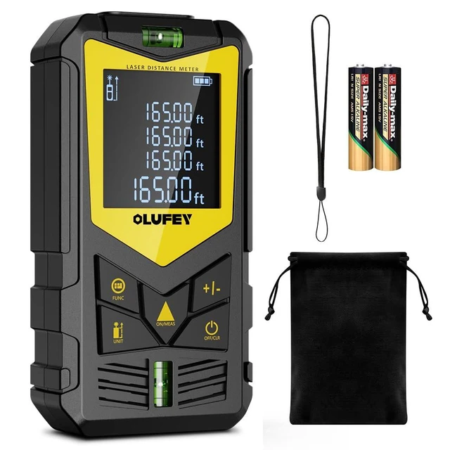 Alt view image 8 of 14 - Laser Measure, 165ft Laser Distance Meter with 2 Bubble Levels, Black LCD Display and Pythagorean Mode, Measure Distance, Area and Volume