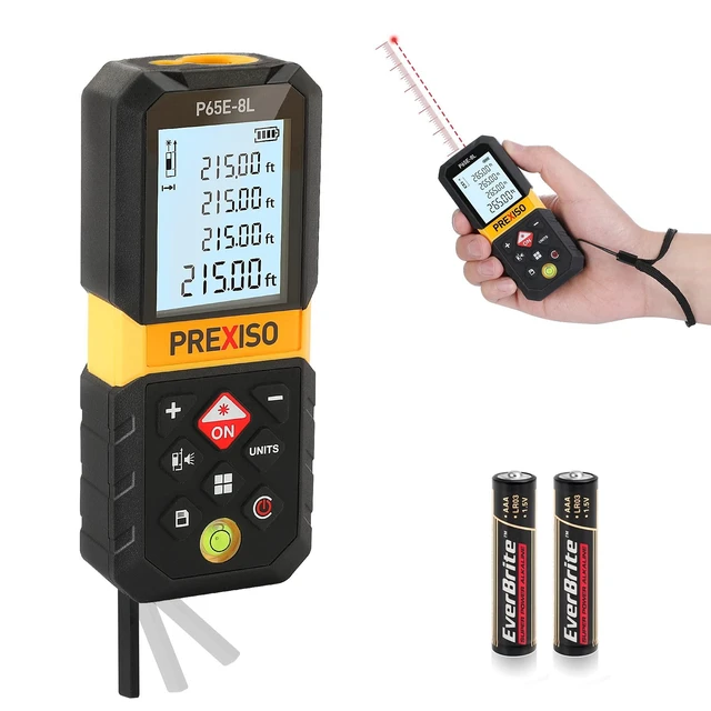 Alt view image 8 of 14 - Laser Measure, 215Ft Laser Measurement Tool with Extension for Diagonal Measuring Ft/Ft+in/in/M Units - Pythagorean Mode, Area Volume -100 Sets Data Storage, Medidor Laser Distance Meter