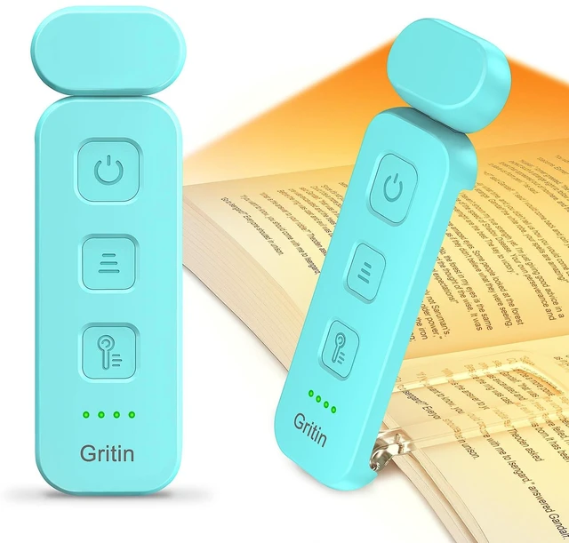 Alt view image 8 of 14 - Reading Light, Rechargeable Book Light for Reading in Bed - Eye Caring 3 Color Temperatures, 5-Level Dimmable Brightness, Long Lasting, Compact Size Clip on Book Lamp for Bookworms-Blue
