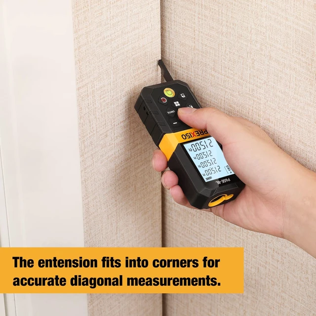 Alt view image 9 of 14 - Laser Measure, 215Ft Laser Measurement Tool with Extension for Diagonal Measuring Ft/Ft+in/in/M Units - Pythagorean Mode, Area Volume -100 Sets Data Storage, Medidor Laser Distance Meter