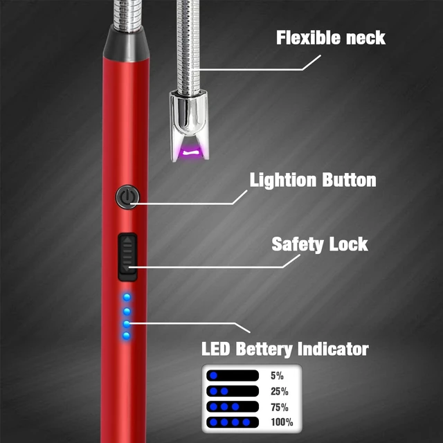 Alt view image 9 of 12 - 8 Pack Candle Lighter Electric Rechargeable Flameless Arc Lighters Flexible Neck USB Plasma Long Lighter for Candles BBQ Grill Camping Birthday Fireworks