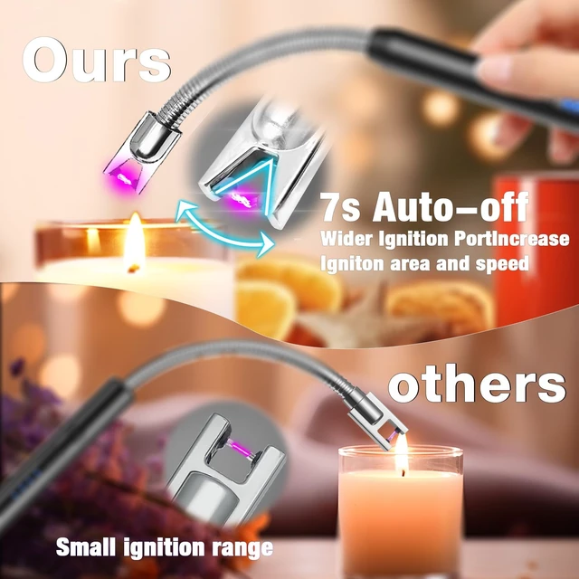 Alt view image 8 of 12 - 8 Pack Candle Lighter Electric Rechargeable Flameless Arc Lighters Flexible Neck USB Plasma Long Lighter for Candles BBQ Grill Camping Birthday Fireworks