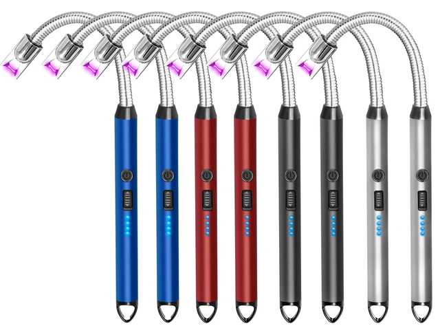 Alt view image 7 of 12 - 8 Pack Candle Lighter Electric Rechargeable Flameless Arc Lighters Flexible Neck USB Plasma Long Lighter for Candles BBQ Grill Camping Birthday Fireworks