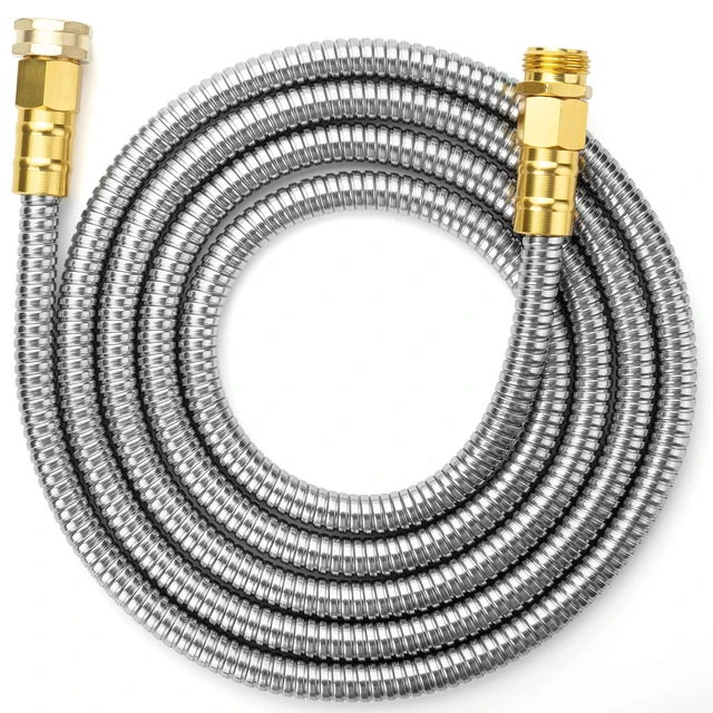 Alt view image 8 of 14 - Metal Garden Hose, 10 Feet Stainless Steel No Kink, Durable Flexible