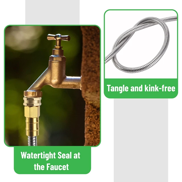Alt view image 11 of 14 - Metal Garden Hose, 10 Feet Stainless Steel No Kink, Durable Flexible