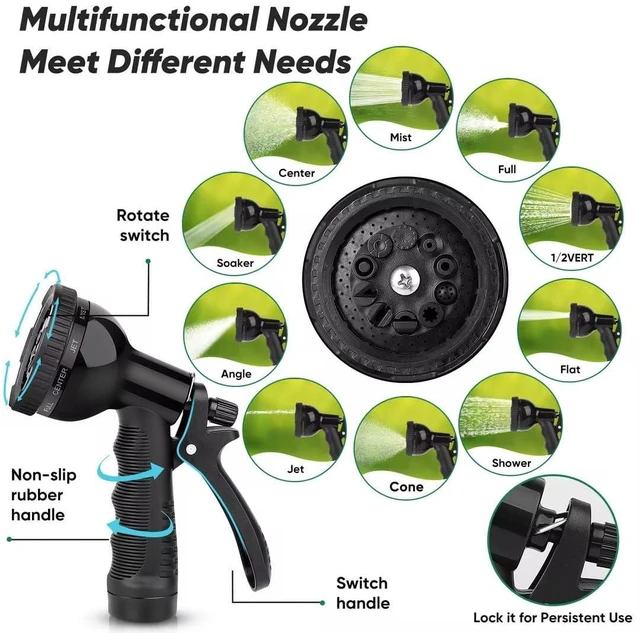 Alt view image 10 of 14 - Garden Hose 50ft, Heavy Duty Stainless Steel Water Hose with 10 Functional Nozzles, No Kink, Lightweight and Flexible, Easy to Use and Store, Strong and Sturdy, Suitable for Yard and Lawn