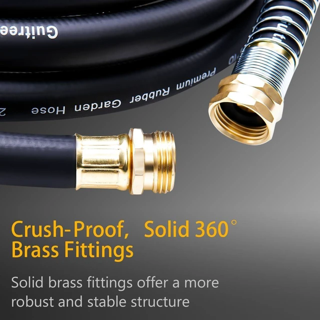 Alt view image 7 of 8 - 75FT 5/8 Heavy Duty Rubber Garden Hose - 300psi Working, 1000psi Burst - Hot/Cold Water - Five-Layered Braiding for Durability - Versatile for Gardening, Agriculture, Construction(Black)