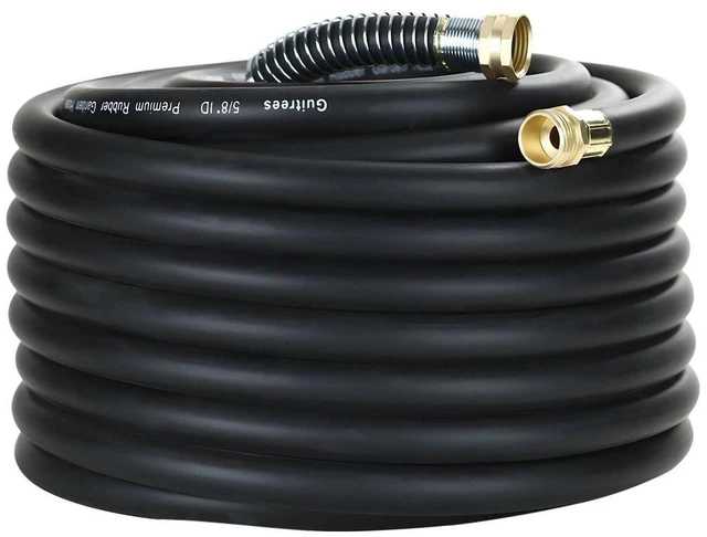 Alt view image 5 of 8 - 75FT 5/8 Heavy Duty Rubber Garden Hose - 300psi Working, 1000psi Burst - Hot/Cold Water - Five-Layered Braiding for Durability - Versatile for Gardening, Agriculture, Construction(Black)