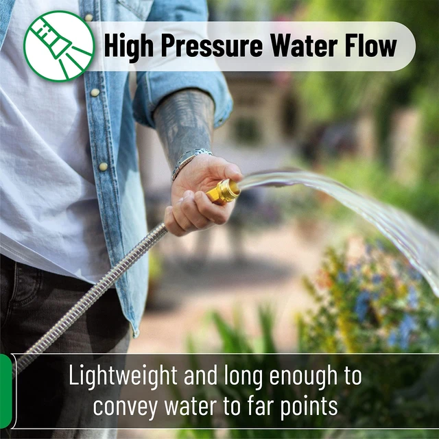 Alt view image 14 of 14 - Metal Garden Hose, 10 Feet Stainless Steel No Kink, Durable Flexible