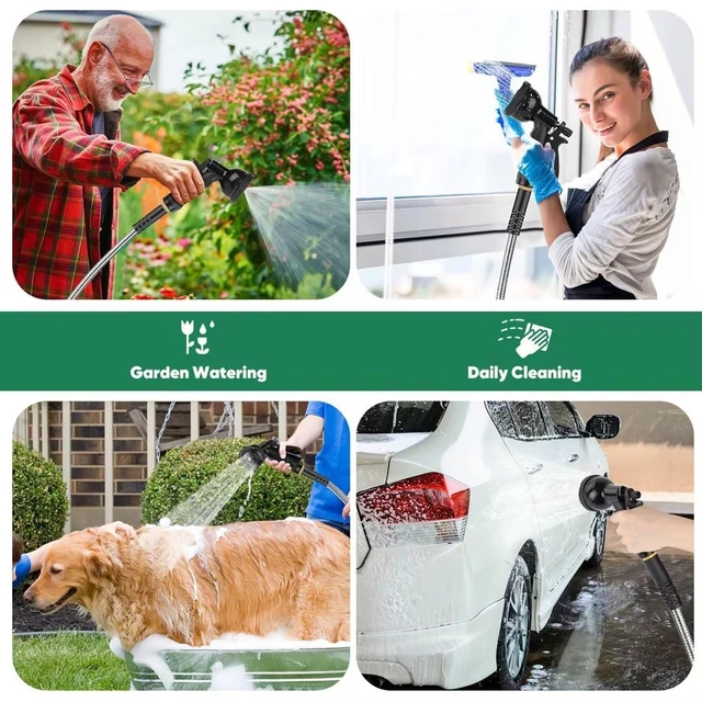 Alt view image 12 of 14 - Garden Hose 50ft, Heavy Duty Stainless Steel Water Hose with 10 Functional Nozzles, No Kink, Lightweight and Flexible, Easy to Use and Store, Strong and Sturdy, Suitable for Yard and Lawn