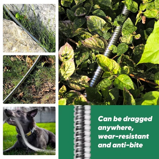 Alt view image 14 of 14 - Garden Hose 50ft, Heavy Duty Stainless Steel Water Hose with 10 Functional Nozzles, No Kink, Lightweight and Flexible, Easy to Use and Store, Strong and Sturdy, Suitable for Yard and Lawn