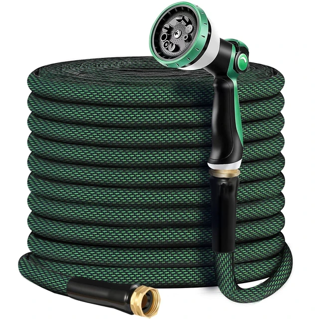 Alt view image 8 of 14 - Garden Hose 100 FT, Heavy Duty Water Hose with Aluminum Fittings, Puncture Proof All-weather, Ultra-Lightweight and Flexible, Watering and Cleaning for Outdoor, Lawn