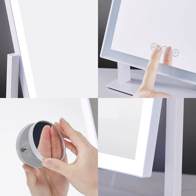 Alt view image 11 of 12 - Lighted Makeup Mirror, 17.3" x 13" Hollywood Vanity Mirror with Lights, Three Color Lighting Modes, and 5X Magnification Mirror, Smart Touch Control, 360°Rotation (White,Gift Box)