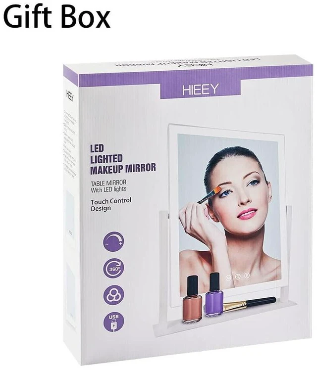 Alt view image 12 of 12 - Lighted Makeup Mirror, 17.3" x 13" Hollywood Vanity Mirror with Lights, Three Color Lighting Modes, and 5X Magnification Mirror, Smart Touch Control, 360°Rotation (White,Gift Box)