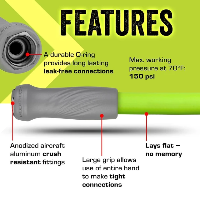 Alt view image 12 of 14 - Garden Hose with SwivelGrip, 5/8 in. x 25 ft., Lightweight All-Weather Water Hose, Durable and Flexible, Leak-Free Connections
