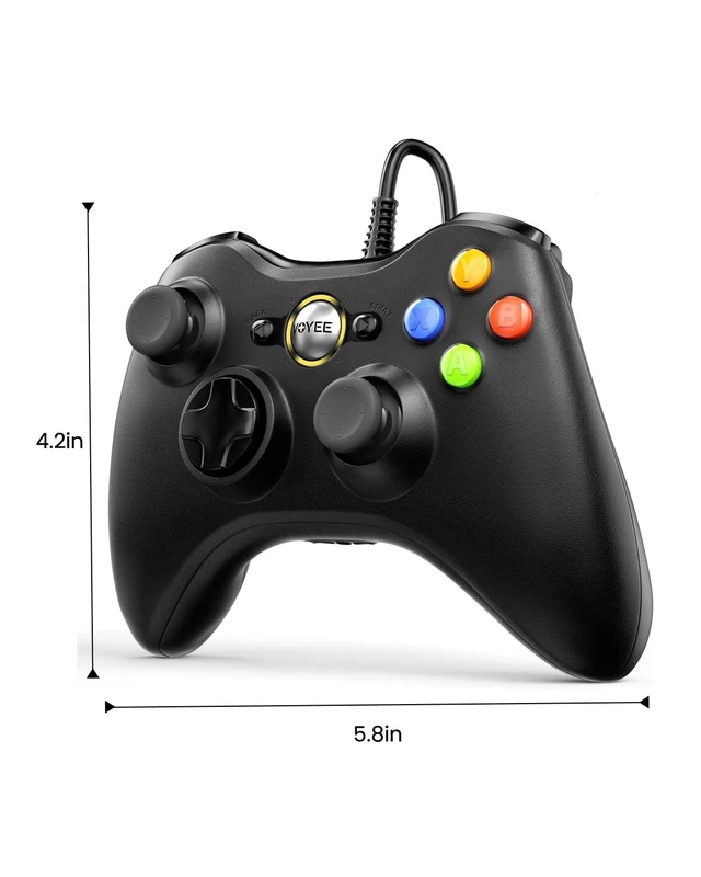 Alt view image 9 of 14 - PC Controller, Wired Controller Compatible with Microsoft Xbox 360 & Slim/PC Windows 10/8/7, with Upgraded Joystick, Double Shock | Enhanced (Black)