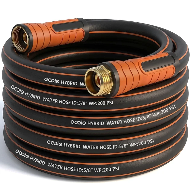 Alt view image 8 of 14 - Garden Hose 25 ft x 5/8", Heavy Duty Water Hose, Flexible and Durable, Kink Resistant Lightweight Hybrid Hose, Leakproof Yard Hose with Male to Female Fittings