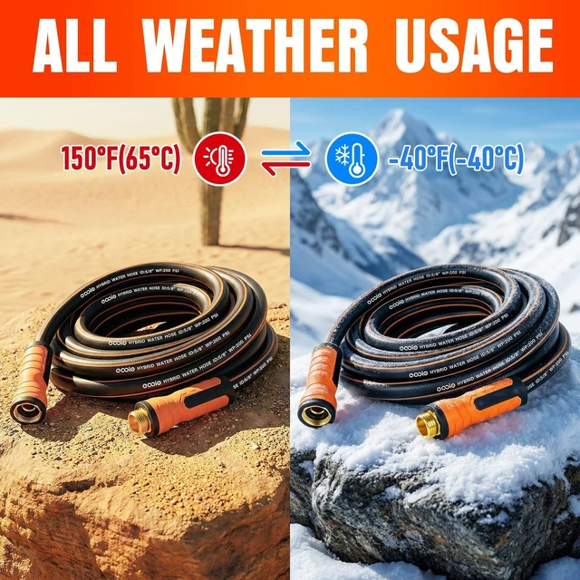 Alt view image 14 of 14 - Garden Hose 25 ft x 5/8", Heavy Duty Water Hose, Flexible and Durable, Kink Resistant Lightweight Hybrid Hose, Leakproof Yard Hose with Male to Female Fittings