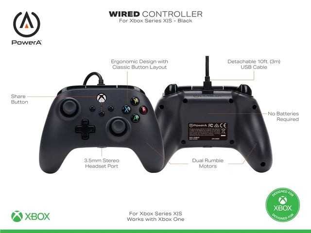 Alt view image 10 of 14 - Wired Controller for Xbox Series X|S - Black, gamepad, wired video game controller, gaming controller, works with Xbox One and Windows 10/11
