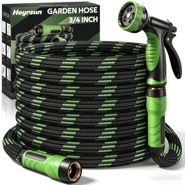 Alt view image 8 of 14 - NON-EXPANDABLE Garden Hose 25 FT, Heavy Duty Steel Metal Flexible Water Hose with 10-Function Spray Nozzle, Durable Fabric Skin, No Kinks & Leak-Proof with Upgraded Handle