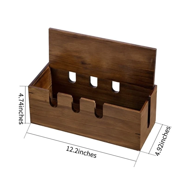 Alt view image 10 of 12 - Large Cable Management Box, Wooden Cord Hider Desk Organizer, Power Strip and Cord Hider Box, Surge Protector Floor Cable Organizer, for Desktop Home Office Kitchen