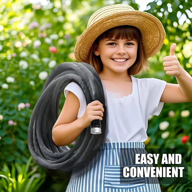Alt view image 14 of 14 - Garden Hose 100feet, Water Hose with 10 Function Hose Nozzle, NON-Expandable Hose, Tough & Flexible, Lightweight, Crush Resistant Fittings, Kink & Tangle Free, Rust Proof for Watering