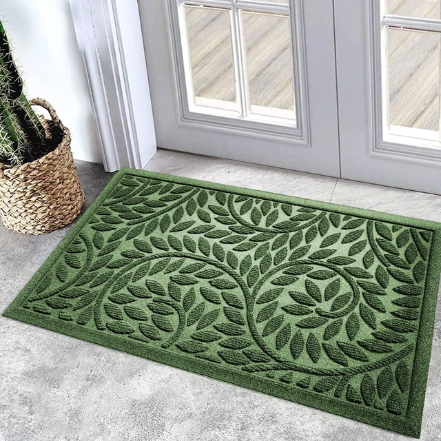 Alt view image 7 of 12 - Front Door Mat Entrance,Durable Heavy Duty Welcome Mat,Thick Absorbent Natural Rubber Non Slip Mat,Sturdy Entryway Green, 17"x30"