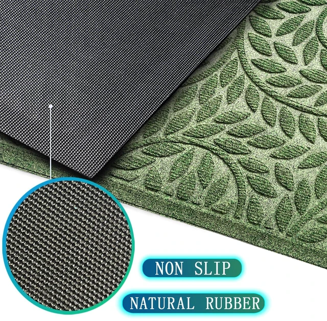Alt view image 11 of 12 - Front Door Mat Entrance,Durable Heavy Duty Welcome Mat,Thick Absorbent Natural Rubber Non Slip Mat,Sturdy Entryway Green, 17"x30"