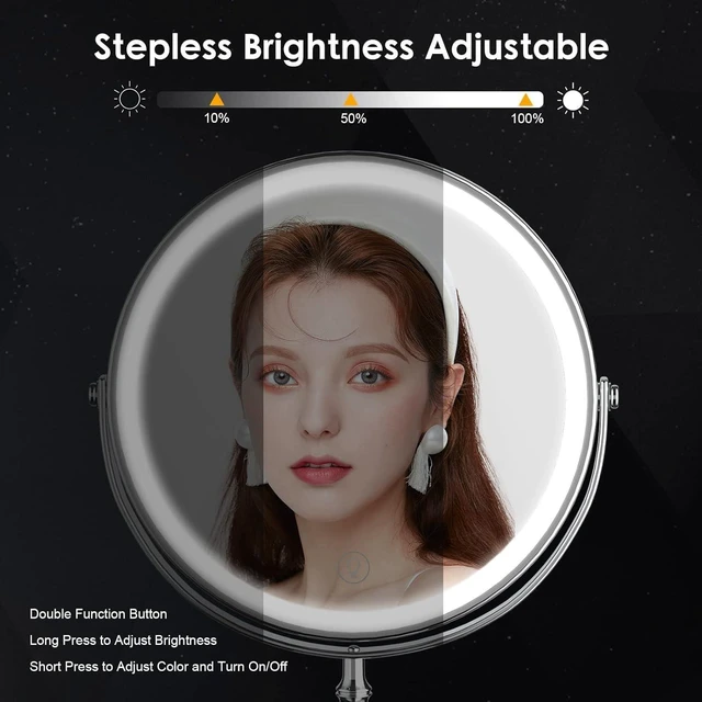 Alt view image 11 of 14 - Makeup Mirror, Rechargeable Vanity Mirror with 3 Lights, 1X/10X