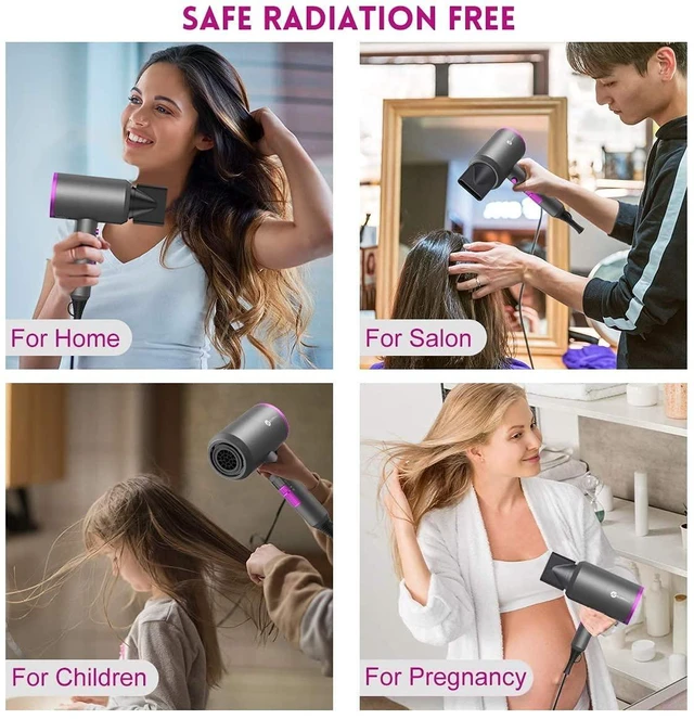 Alt view image 14 of 14 - Professional Ionic Hair Dryer, Powerful 1800W Fast Drying Low Noise Blow Dryer with 2 Concentrator Nozzle 1 Diffuser Attachments for Home Salon Travel