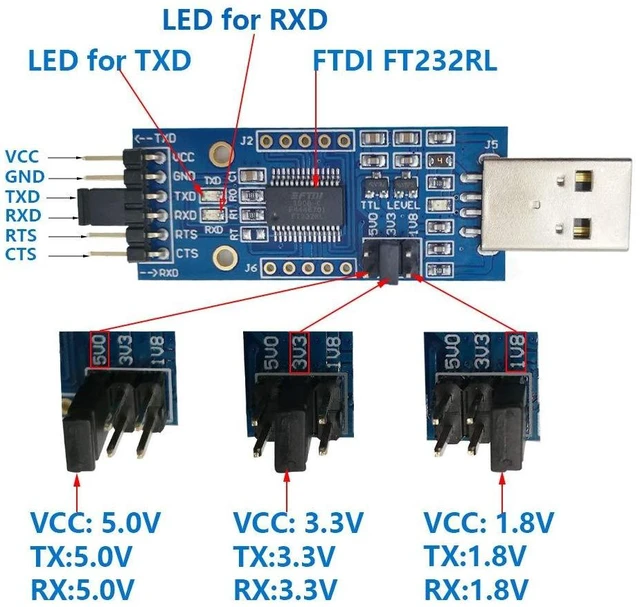 Alt view image 9 of 14 - USB to TTL Adapter Built-in FTDI FT232RL IC for Debugging and Programming