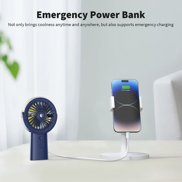 Alt view image 11 of 14 - Handheld Misting Fan Portable, Small Personal Hand Held Rechargeable Mist Fan Water Spray, 4000mAh Battery Operated Hand Mister Fans 3-Speed, 4-15 Hrs Runtime for Travel Home Office Outdoor