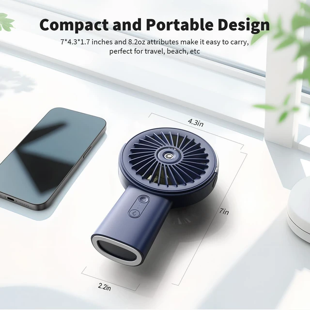 Alt view image 13 of 14 - Handheld Misting Fan Portable, Small Personal Hand Held Rechargeable Mist Fan Water Spray, 4000mAh Battery Operated Hand Mister Fans 3-Speed, 4-15 Hrs Runtime for Travel Home Office Outdoor