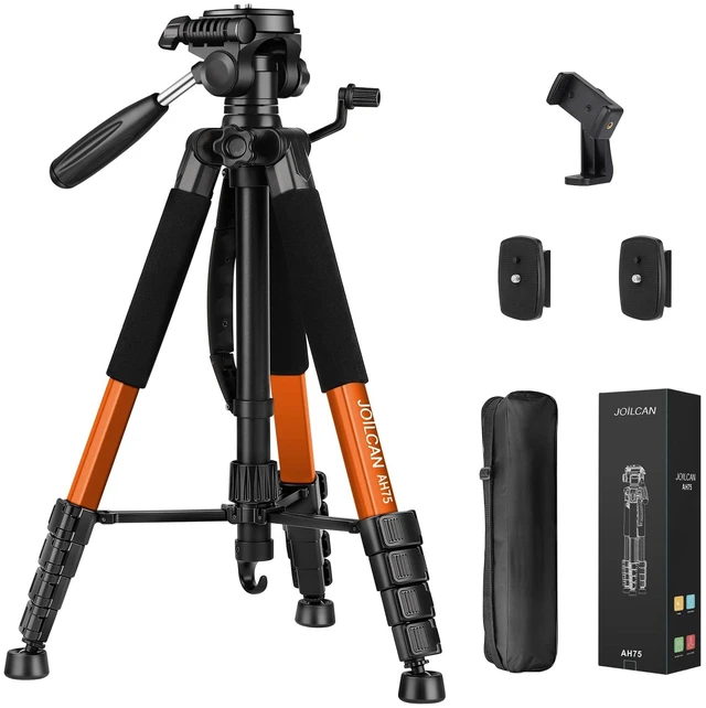 Alt view image 8 of 14 - Tripod Camera Tripods, 74" Tripod for Camera Cell Phone Video Photography, Heavy Duty Tall Cameras Tripod Stand, Professional Travel DSLR Tripods Compatible with Canon iPhone, Max Load 15 LB