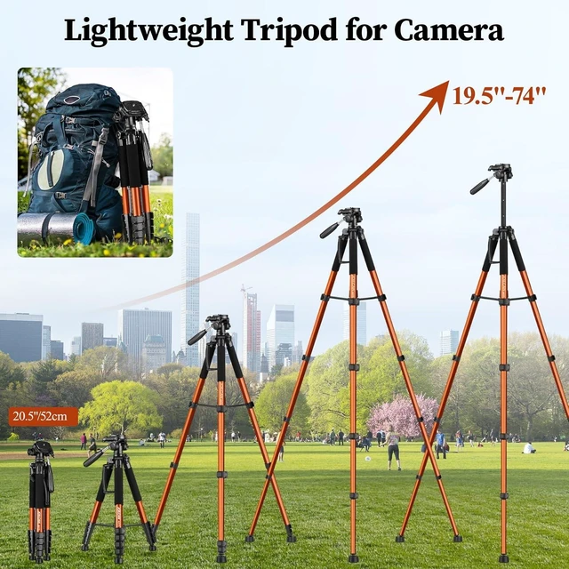 Alt view image 10 of 14 - Tripod Camera Tripods, 74" Tripod for Camera Cell Phone Video Photography, Heavy Duty Tall Cameras Tripod Stand, Professional Travel DSLR Tripods Compatible with Canon iPhone, Max Load 15 LB