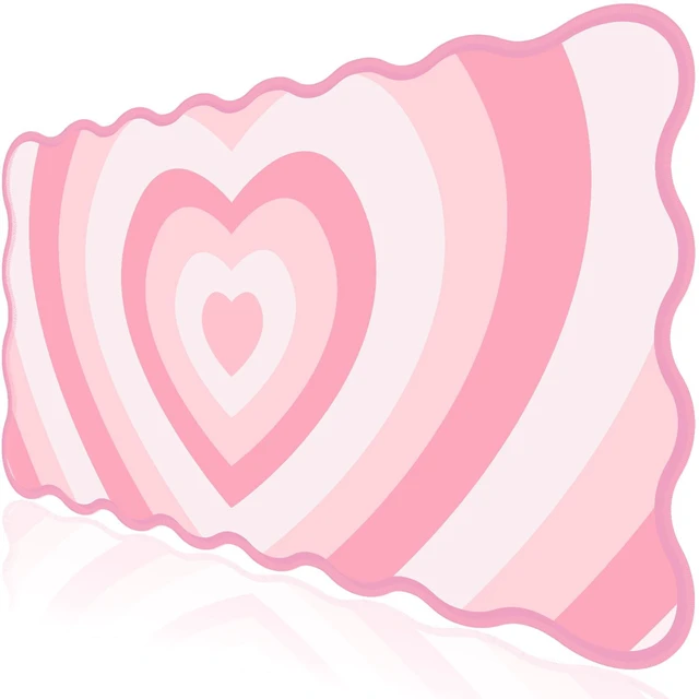Alt view image 8 of 14 - Pink Mouse Pad,Cute Desk Mat XXL Large Scalloped Gaming Mousepad,35.4x15.7in Non-Slip Rubber Base Keyboard Pad Waterproof Desktop Mat for Laptop Computer Work Game Home Office-Pink Heart