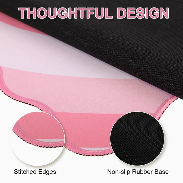 Alt view image 12 of 14 - Pink Mouse Pad,Cute Desk Mat XXL Large Scalloped Gaming Mousepad,35.4x15.7in Non-Slip Rubber Base Keyboard Pad Waterproof Desktop Mat for Laptop Computer Work Game Home Office-Pink Heart