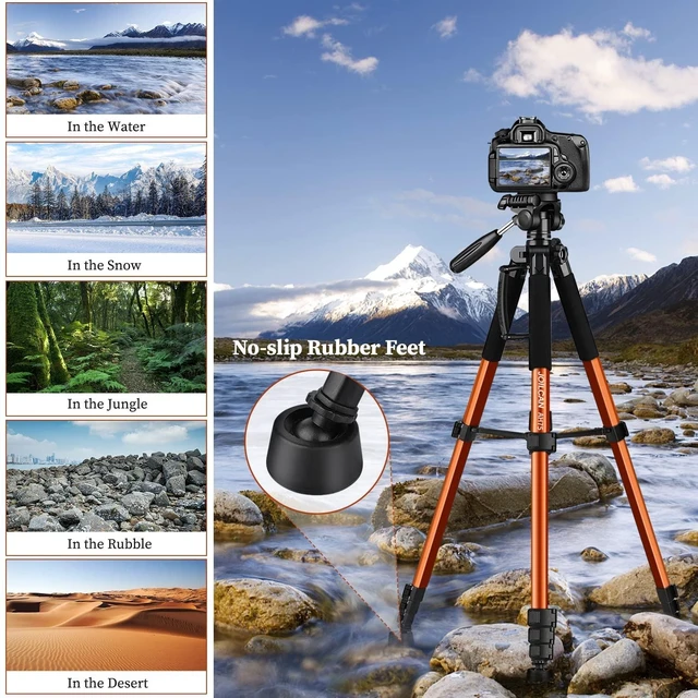 Alt view image 13 of 14 - Tripod Camera Tripods, 74" Tripod for Camera Cell Phone Video Photography, Heavy Duty Tall Cameras Tripod Stand, Professional Travel DSLR Tripods Compatible with Canon iPhone, Max Load 15 LB