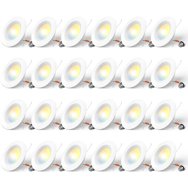 Alt view image 7 of 12 - 24 Pack 5/6 inch 5CCT LED Recessed Lighting, Dimmable, 12.5W=100W, 950LM, 2700K/3000K/4000K/5000K/6000K Selectable, Retrofit Can Lights with Baffle Trim, IC Rated - ETL & FCC, White