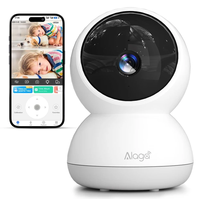 Alt view image 8 of 14 - Indoor Camera, 3K HD Indoor Security Camera, 360° Pan/Tilt Pet Camera, 2-Way Audio, Siren, Night Vision, Baby/Pet Monitor with Phone App 2.4G and 5G WiFi, Compatible Alexa and Google Assistant