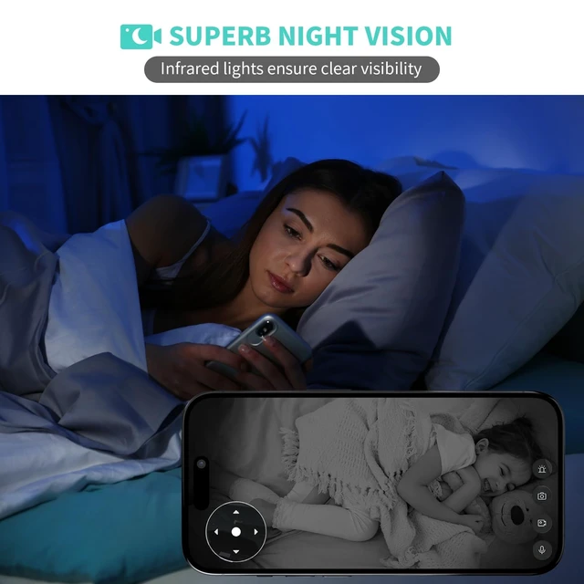 Alt view image 11 of 14 - Indoor Camera, 3K HD Indoor Security Camera, 360° Pan/Tilt Pet Camera, 2-Way Audio, Siren, Night Vision, Baby/Pet Monitor with Phone App 2.4G and 5G WiFi, Compatible Alexa and Google Assistant