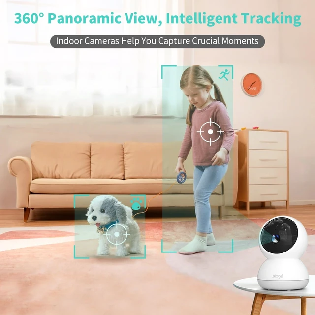 Alt view image 13 of 14 - Indoor Camera, 3K HD Indoor Security Camera, 360° Pan/Tilt Pet Camera, 2-Way Audio, Siren, Night Vision, Baby/Pet Monitor with Phone App 2.4G and 5G WiFi, Compatible Alexa and Google Assistant