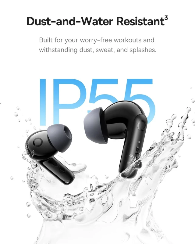 Alt view image 13 of 14 - Noise Cancelling Wireless Earbuds, Real-Time Adaptive Noise Cancelling, Adaptive Active EQ, LDAC Hi-Res Sound, 6-Mic AI Clear Calls, 55H Playtime, IP55 Waterproof, Bluetooth 6.0