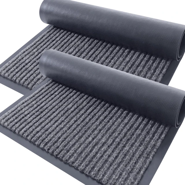 Alt view image 8 of 14 - Front Door Mat Indoor Outdoor Entrance, 2-Pack 29.5 x 17 Inch, Waterproof Heavy Duty Doormat, Fade Resistant, Low Profile, Easy Clean Patio Porch Welcome Floor Mats for Entry, Grey